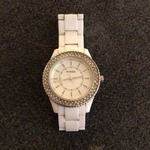 White Fossil Watch